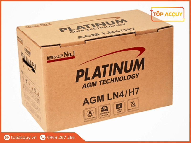Bao bì thùng đóng gói ắc quy công nghệ sợi thủy tinh Platinum AGM LN4 H7 chính hãng