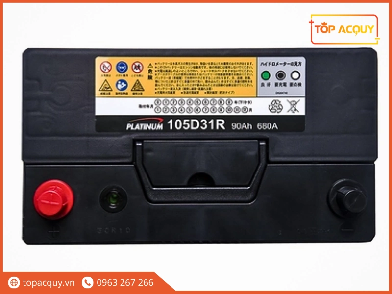 Cận cảnh mặt nắp bình Platinum 105D31R hiển thị mắt thần quang học và cấu trúc cọc Thuận R