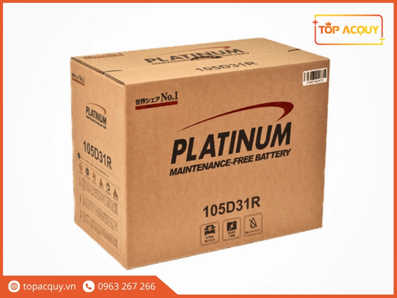 Bao bì hộp carton đựng bình ắc quy Platinum 105D31R 12V 90Ah chính hãng tiêu chuẩn JIS