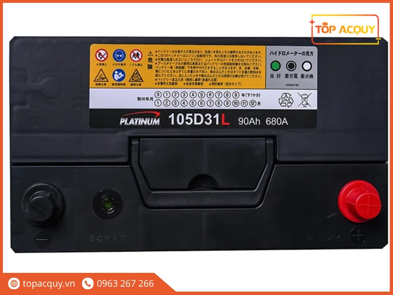 Mặt trên bình ắc quy Platinum 105D31L 12V 90Ah 680A CCA