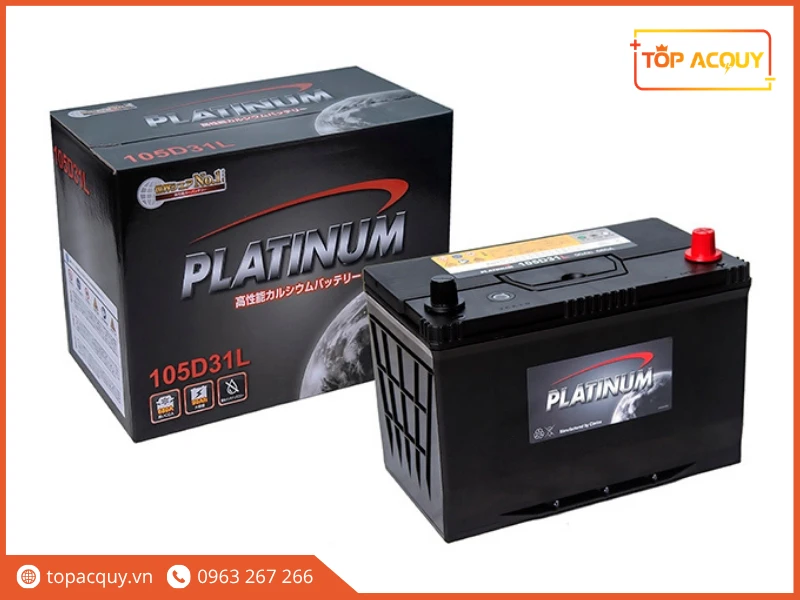 Trọn bộ bình ắc quy và vỏ hộp Platinum 105D31L chính hãng