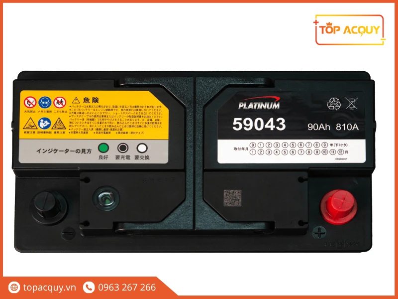 Mặt nắp ắc quy Platinum 59043 12V 90Ah 810A cọc chìm DIN