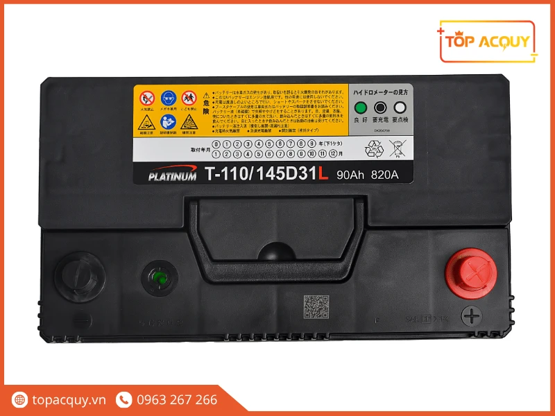 Mặt nắp ắc quy Platinum T-110 145D31L tích hợp mắt thần đo tỷ trọng