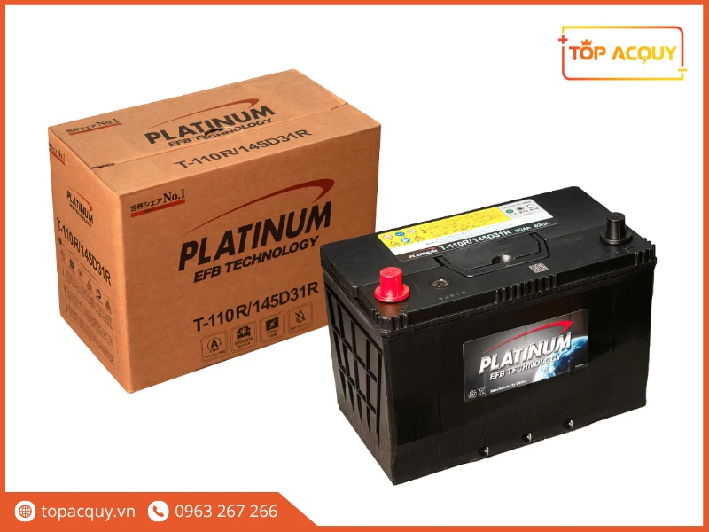 Trọn bộ bình và thùng carton ắc quy Platinum EFB T-110R 145D31R