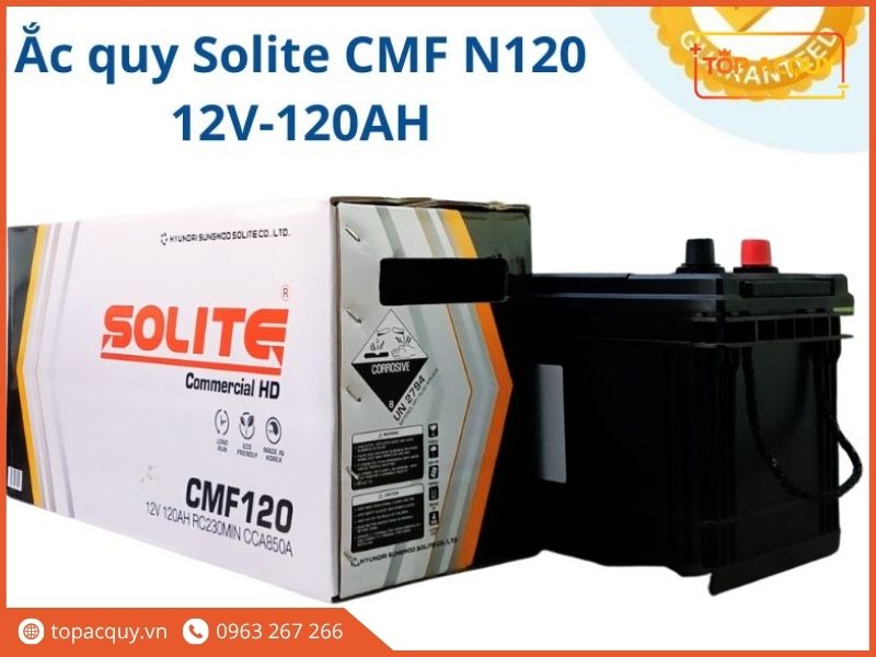 Bình ắc quy Solite Commercial HD CMF120 12V 120Ah RC230min CCA850A nguyên hộp nhập khẩu chính hãng