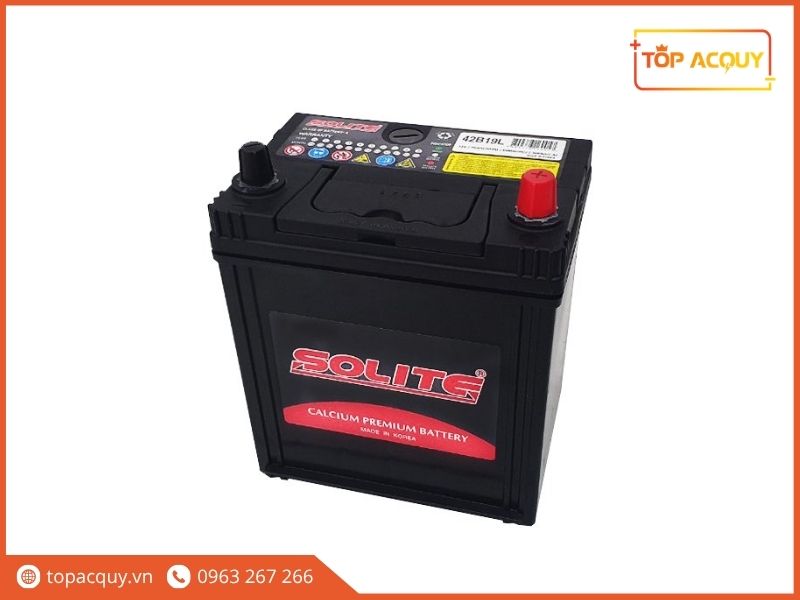 Thiết kế vỏ ngoài bình ắc quy ô tô Solite Calcium Premium CMF42B19L 12V 38Ah