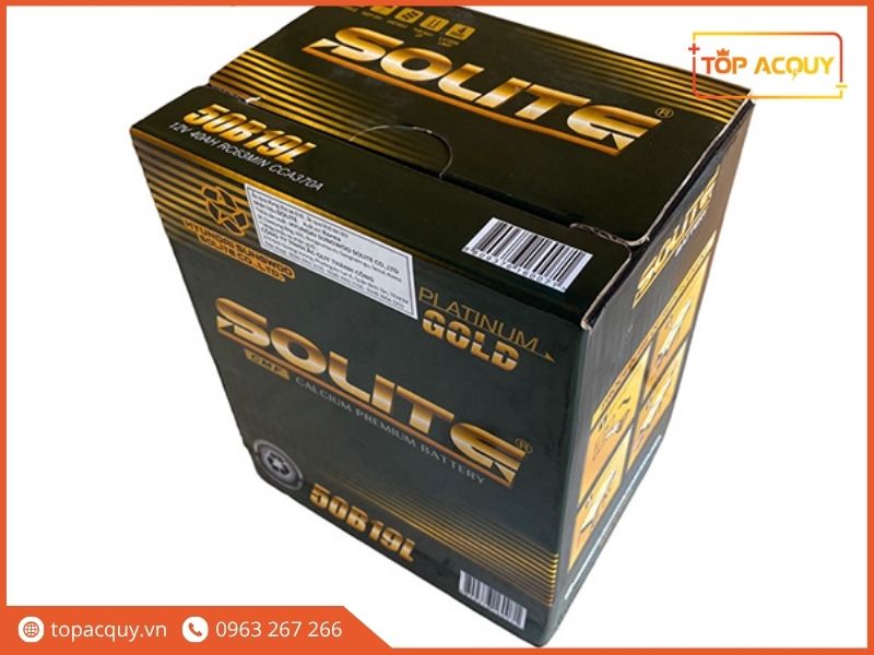 Vỏ hộp đựng bình ắc quy Solite Gold Platinum cao cấp với thiết kế sang trọng, bắt mắt