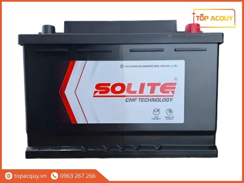 Bình ắc quy khô Solite DIN100 CMF60038 dung lượng 100Ah chuẩn cọc thụt DIN châu Âu nhập khẩu từ Hàn Quốc