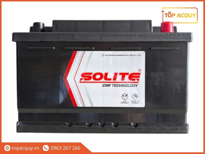 Khối bình ắc quy Solite DIN71 CMF57113 12V 71Ah cọc chìm tiêu chuẩn châu Âu vỏ đen đúc kín khí