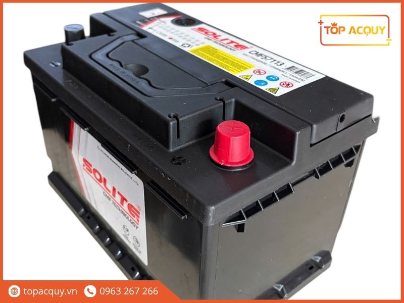 Thiết kế cọc thụt an toàn và khung vỏ gân chịu lực của bình ắc quy ô tô Solite CMF57113