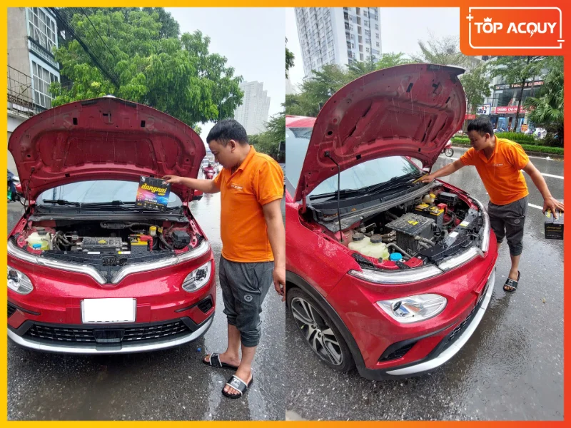 Dịch vụ thay lắp ắc quy chuyên nghiệp của Topacquy luôn sẵn sàng phục vụ 24/7, bất kể điều kiện thời tiết