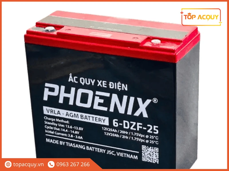 Góc nghiêng bình ắc quy xe điện Phoenix 12V 20Ah 6-DZF-25 chính hãng
