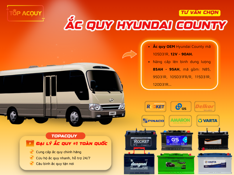 Ắc quy xe khách Hyundai County 2