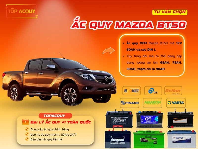 Tư vấn chọn Ắc quy Mazda BT50