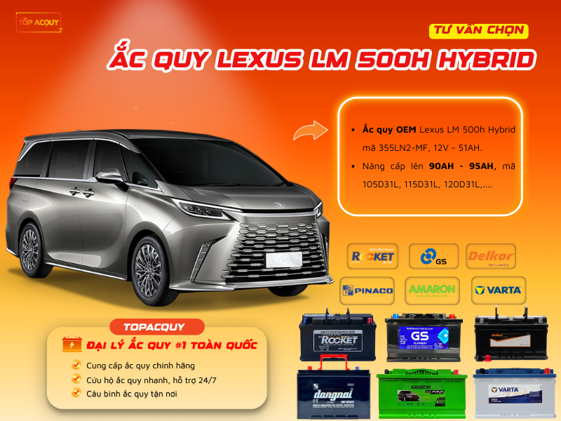 Ắc quy ô tô Lexus LM 500h Hybrid 2