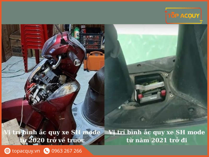 bình ắc quy xe SH mode nằm ở đâu