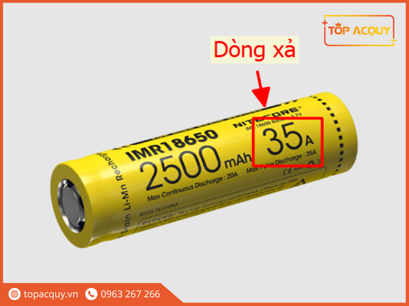 Dòng xả của pin 18650
