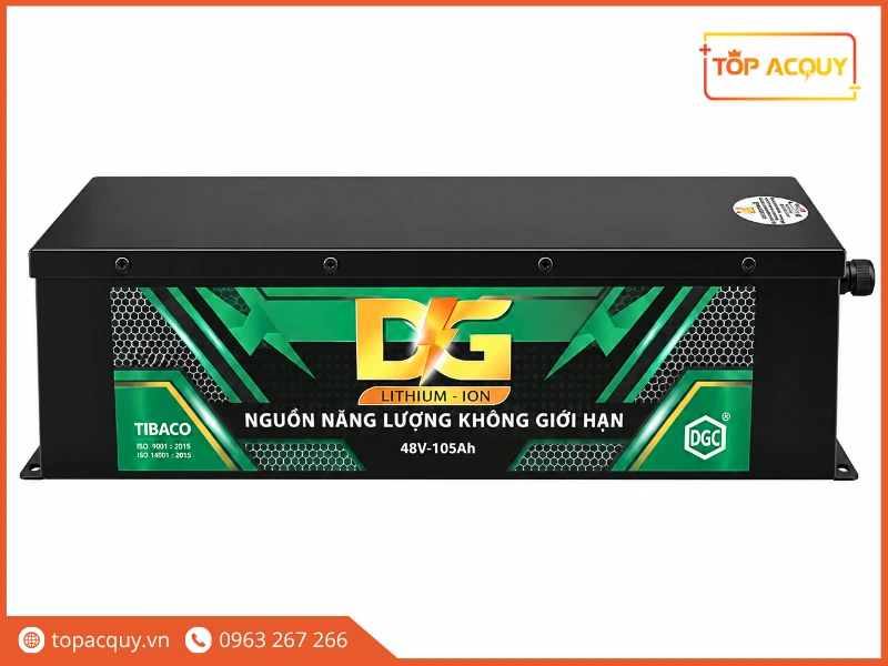 Mặt trước pin Lithium Đức Giang 48V 105Ah chuyên dụng cho xe nâng