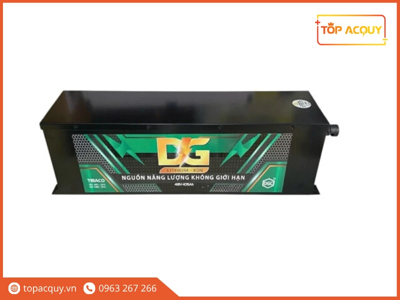 Mặt trước pin Lithium Đức Giang 48V 20Ah dáng nằm cho xe điện