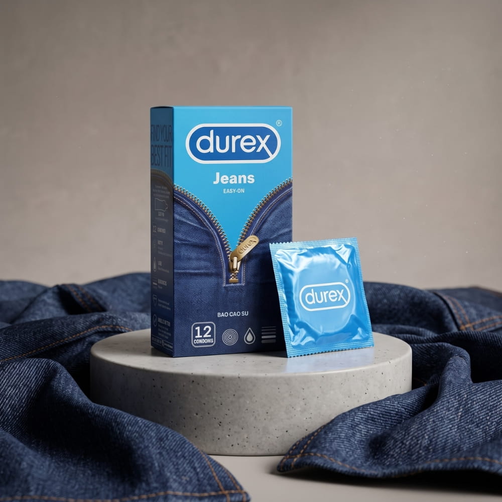 Bao cao su Durex Jeans hộp 12 chiếc tiêu chuẩn Anh chính hãng giá sỉ tiết kiệm nên mua tại Hababu