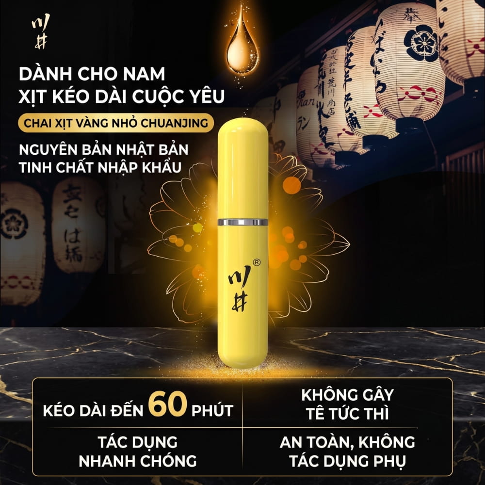 Xịt chống xuất tinh sớm ChuanJing Yellow 6ml an toàn, thiết kế như thỏi son