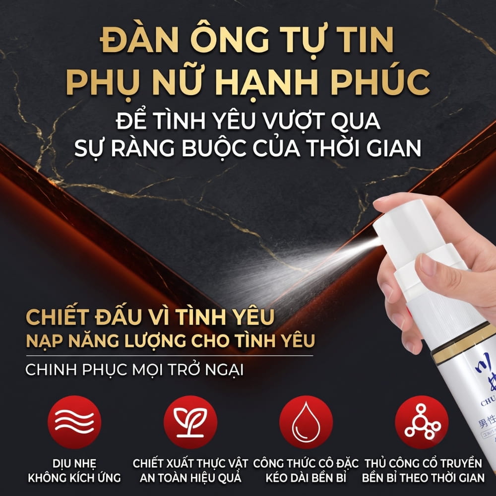 Xịt chống xuất tinh sớm ChuanJing Blue Gold 10ml thiết kế an toàn, nhỏ gọn