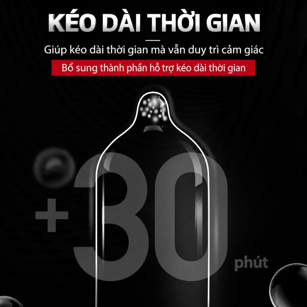 Ưu điểm siêu mỏng và 6mg tinh thể kéo dài thời gian của bao cao su DryWell Long Lasting