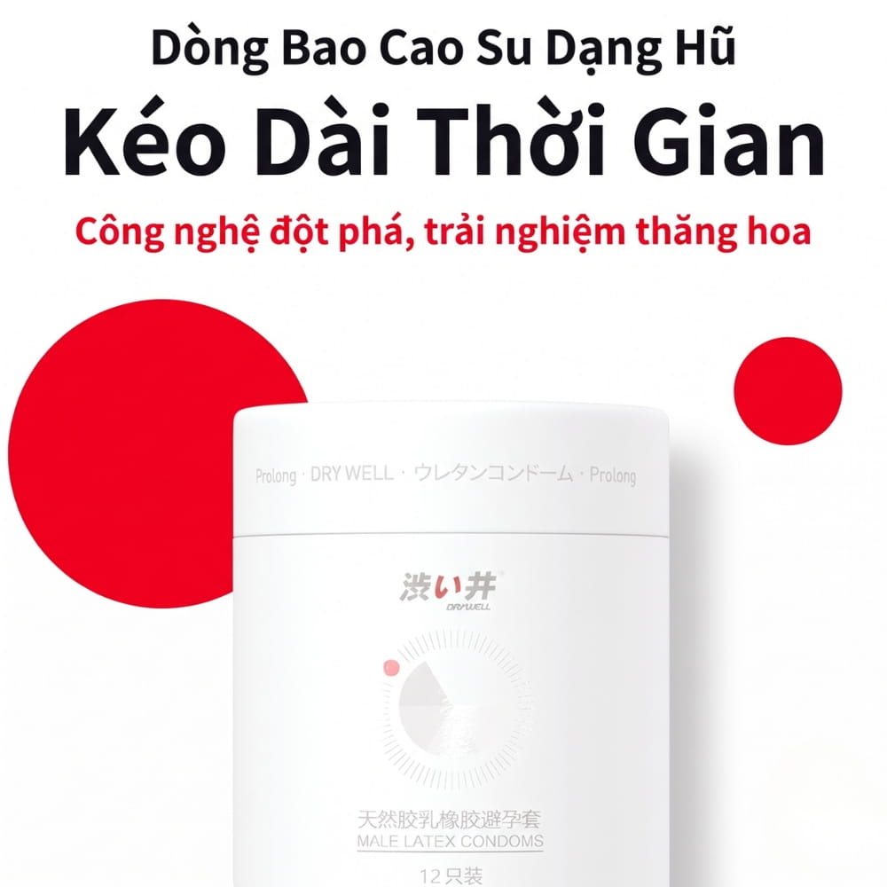 Ưu điểm siêu mỏng và thiết kế hũ tròn sang trọng của bao cao su DryWell Long Lasting Pro