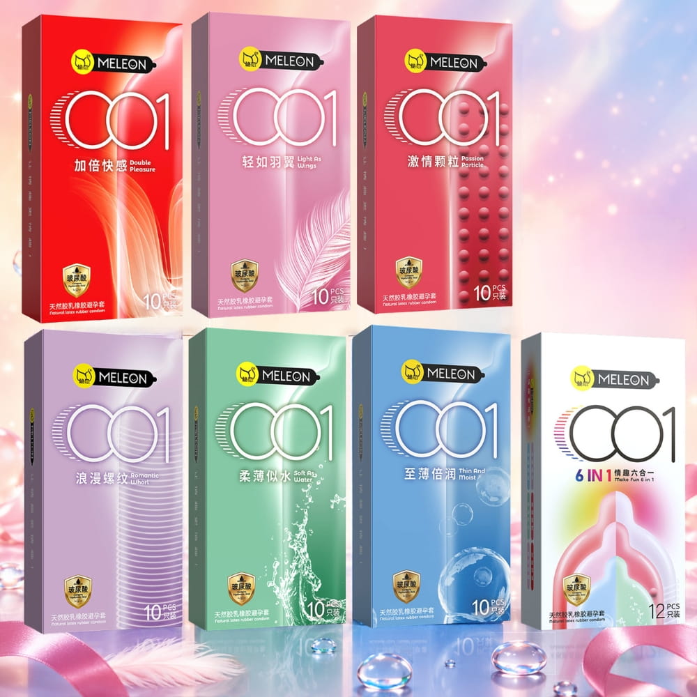 Ưu điểm mix 6 loại và mỏng 0.01mm của bao cao su Meleon 001 6 in 1