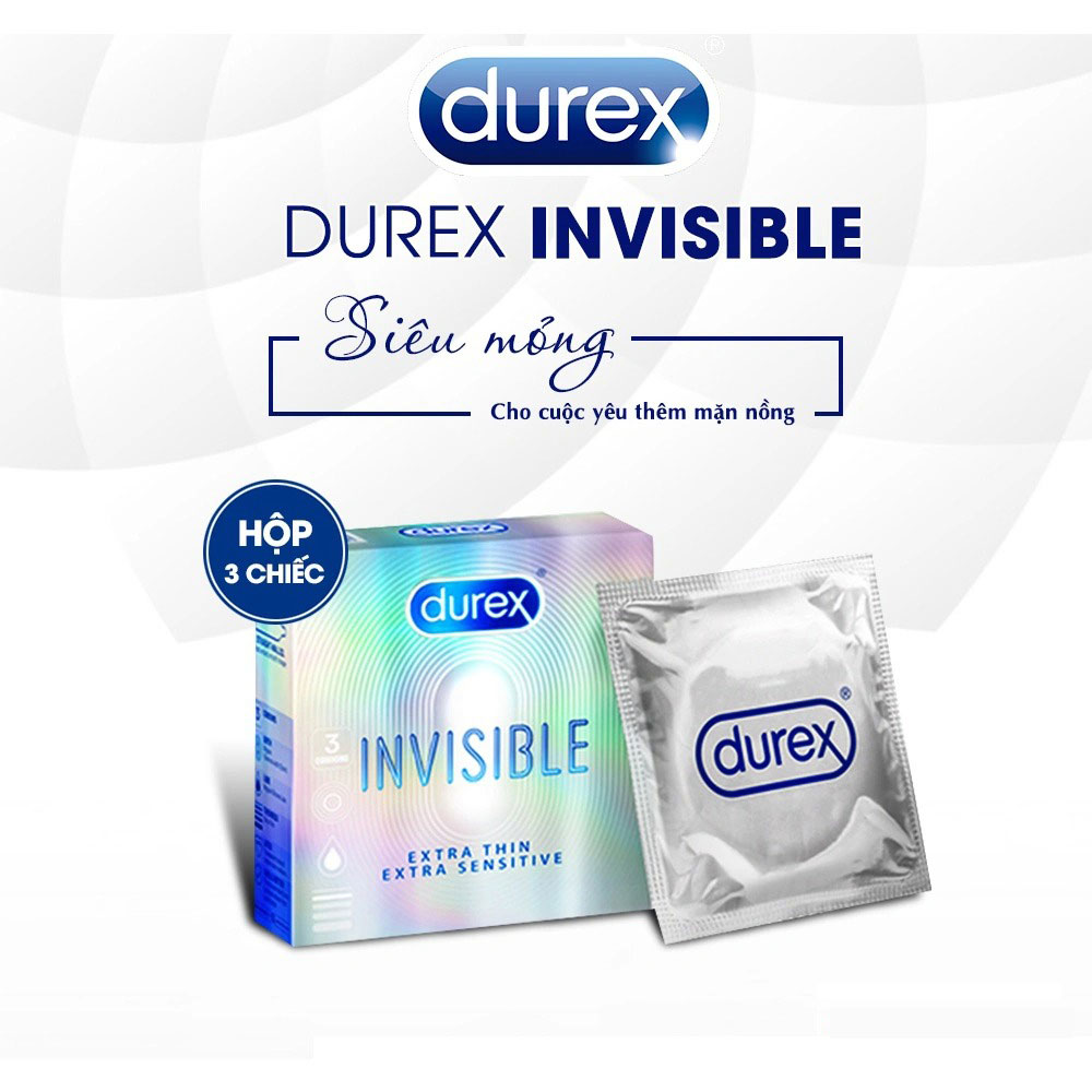 Bao cao su siêu mỏng Durex Invisible hộp 3 chiếc Extra Thin Extra Sensitive tiêu chuẩn Anh chính hãng giá sỉ tiết kiệm nên mua tại Hababu