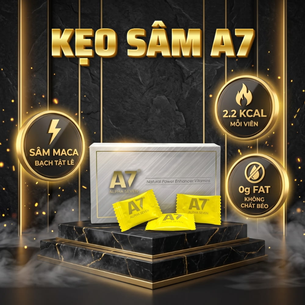 Bảng thành phần thảo dược Sâm Maca và Bạch tật lê của kẹo A7 Alpha Seven