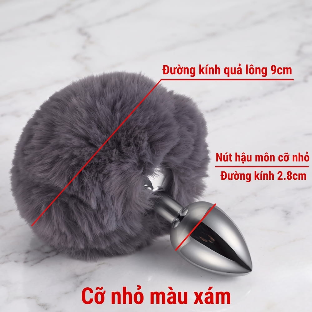 Thông số kích thước chi tiết của plug inox 2.8cm và phần đuôi bông lông thỏ