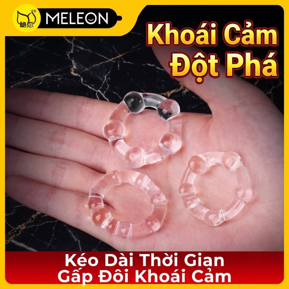 Bộ 3 vòng đeo dương vật Meleon Stay Hard bằng nhựa TPE an toàn