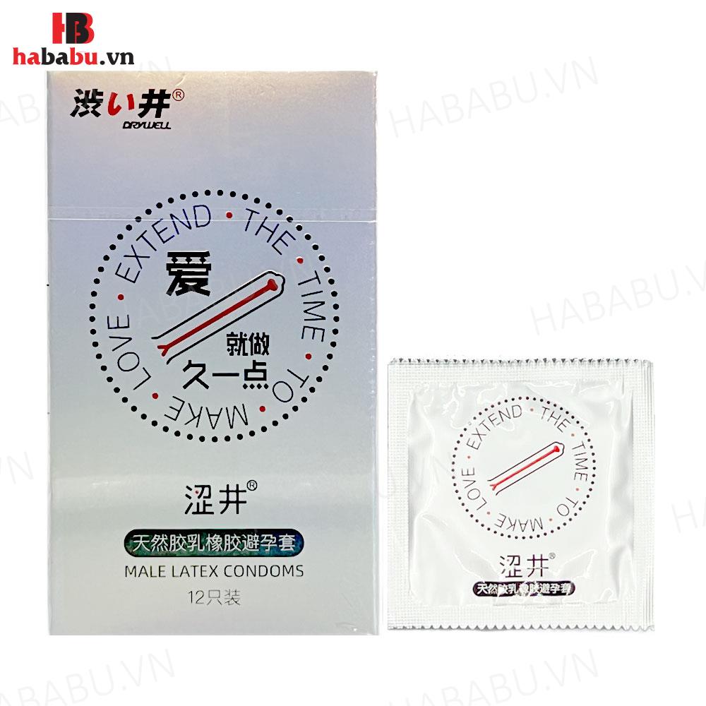 Bao cao su Drywell Long Lasting hộp 12 chiếc kéo dài thời gian chính hãng