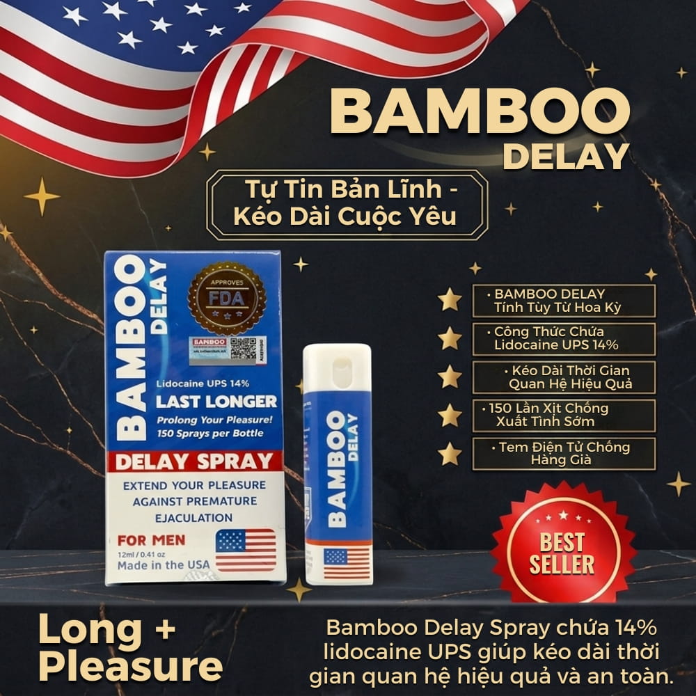 Chai xịt chống xuất tinh sớm Bamboo Delay Spray 12ml chính hãng Mỹ an toàn