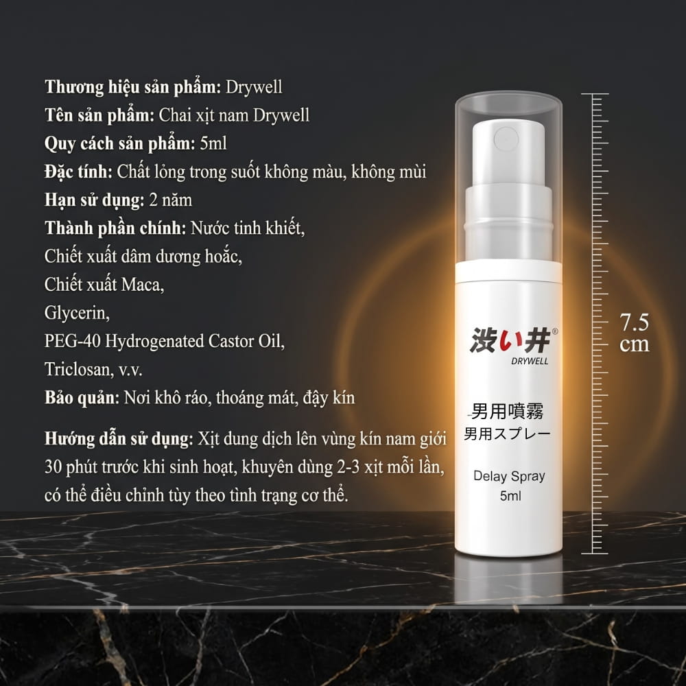 Chi tiết thành phần thảo dược và Menthol của xịt chống xuất tinh sớm DryWell D-11