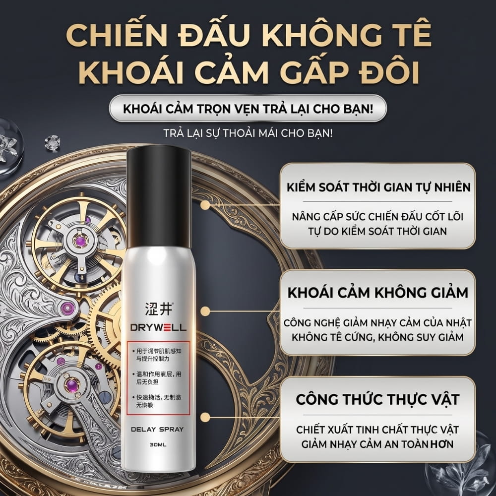 Xịt chống xuất tinh sớm DryWell Shibui D-10 30ml dung tích lớn, an toàn y khoa
