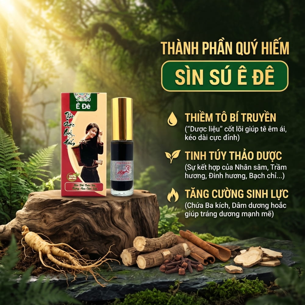 Chi tiết thành phần thảo dược bí truyền của xịt chống xuất tinh sớm Sìn Sú Ê Đê 5ml