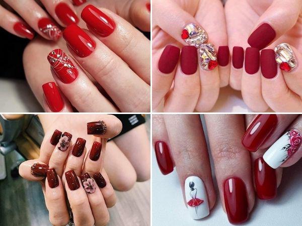 Tổng hợp mẫu nail cô dâu màu đỏ cực đẹp Diễm Nails