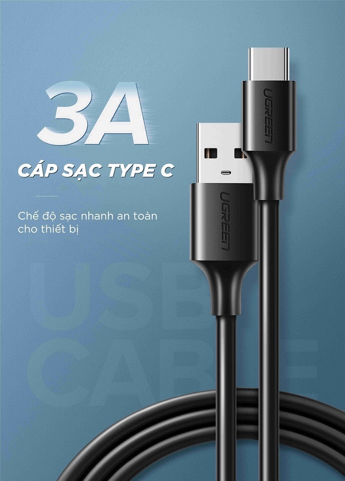 Cáp sạc, dữ liệu USB Type-A 2.0 sang USB Type-C dài 0,5M Ugreen 60115 cao cấp