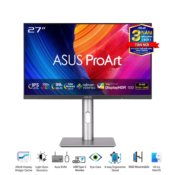 Màn Hình Đồ Họa ASUS ProArt PA27JCV (27 inch - IPS - 5K - 60Hz - 5ms - Speaker )