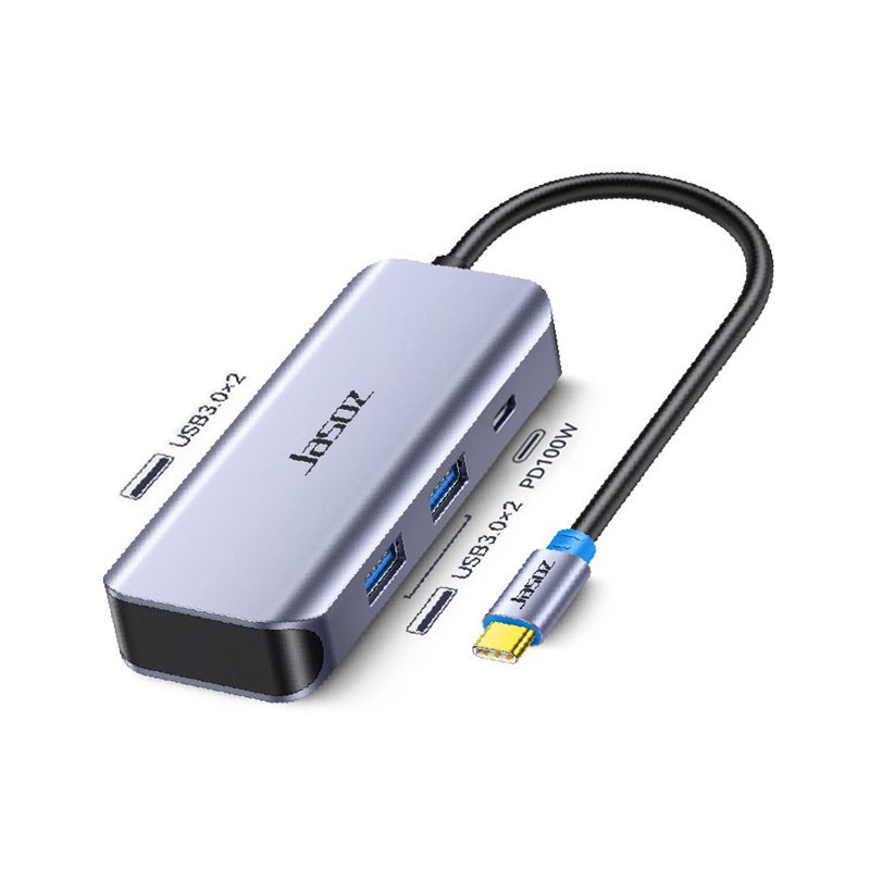 Bộ chia USB-C ra 4 cổng USB 3.0 hỗ trợ cổng PD 100W JASOZ H115 T-H116