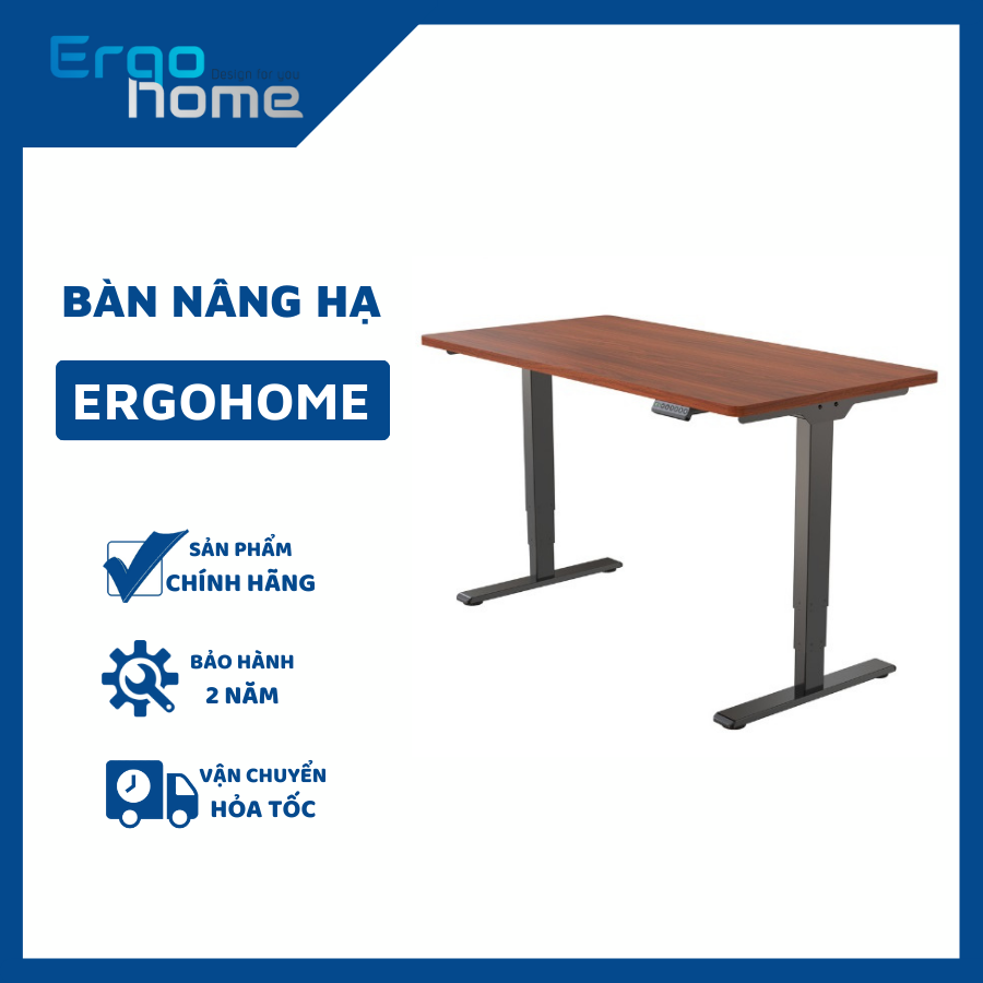 Bàn Làm Việc Nâng Hạ ERGOHOME – UPGen E5  (Premium - 3 Stages) - Mặt bàn gỗ 1M4 / 1M6