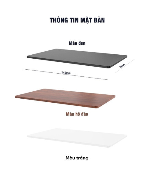 Mặt bàn làm việc Công Thái Học HDF có 2 màu kích thước 140x70x2,5