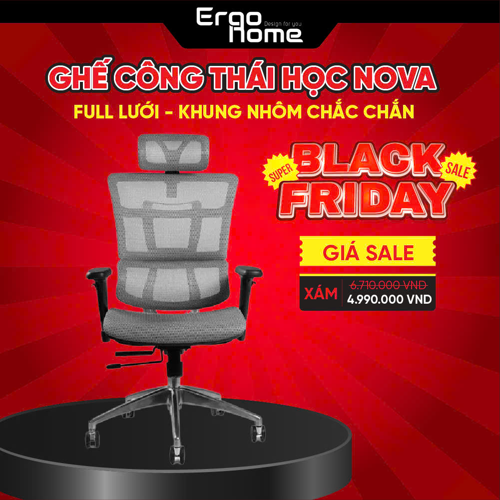 Ghế Nova Công thái học Piston 4 cấp by Ergohome