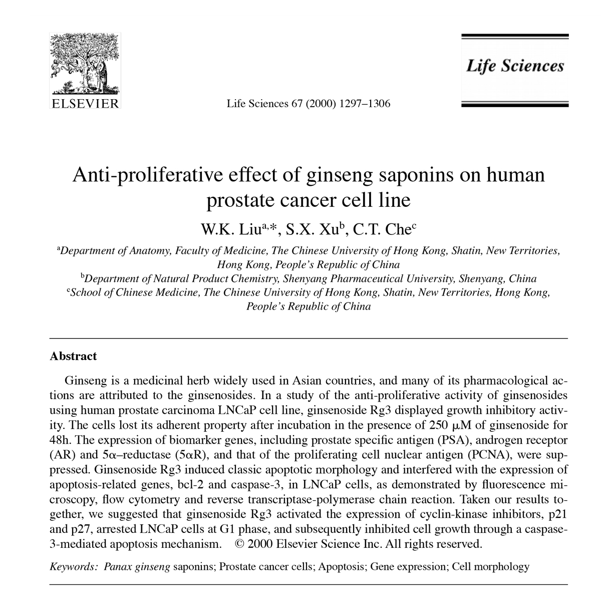 Tác dụng chống tăng sinh của Rg3 trên tế bào ung thư tiền liệt tuyến