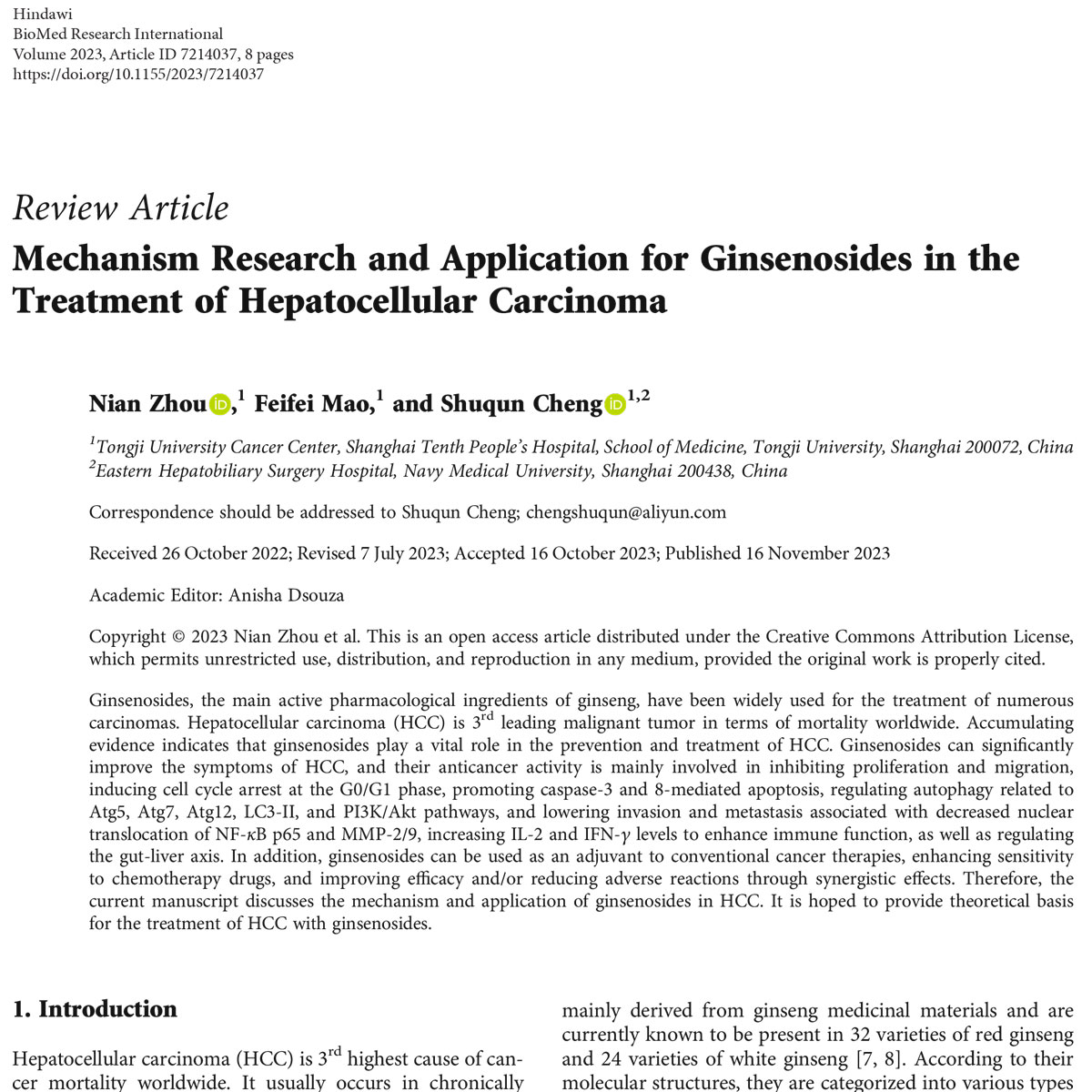 Nghiên cứu về cơ chế và ứng dụng của Ginsenoside Rg3 trong điều trị K gan (HCC)