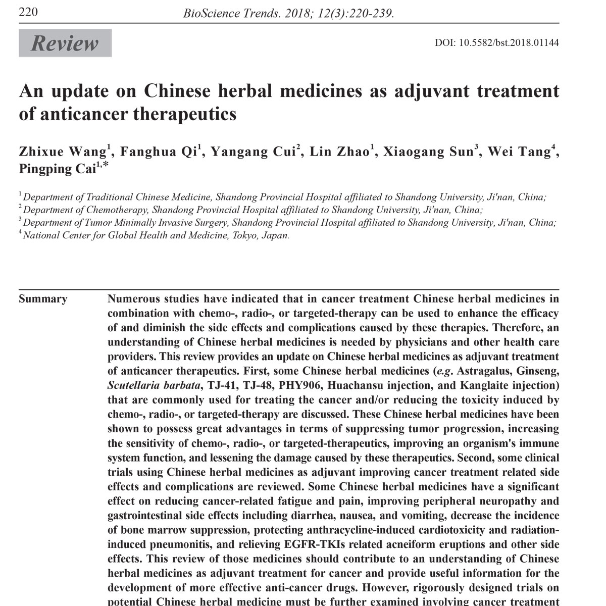 Ginsenoside Rg3 trong hỗ trợ điều trị ung thư và giảm tác dụng phụ của hóa trị xạ trị