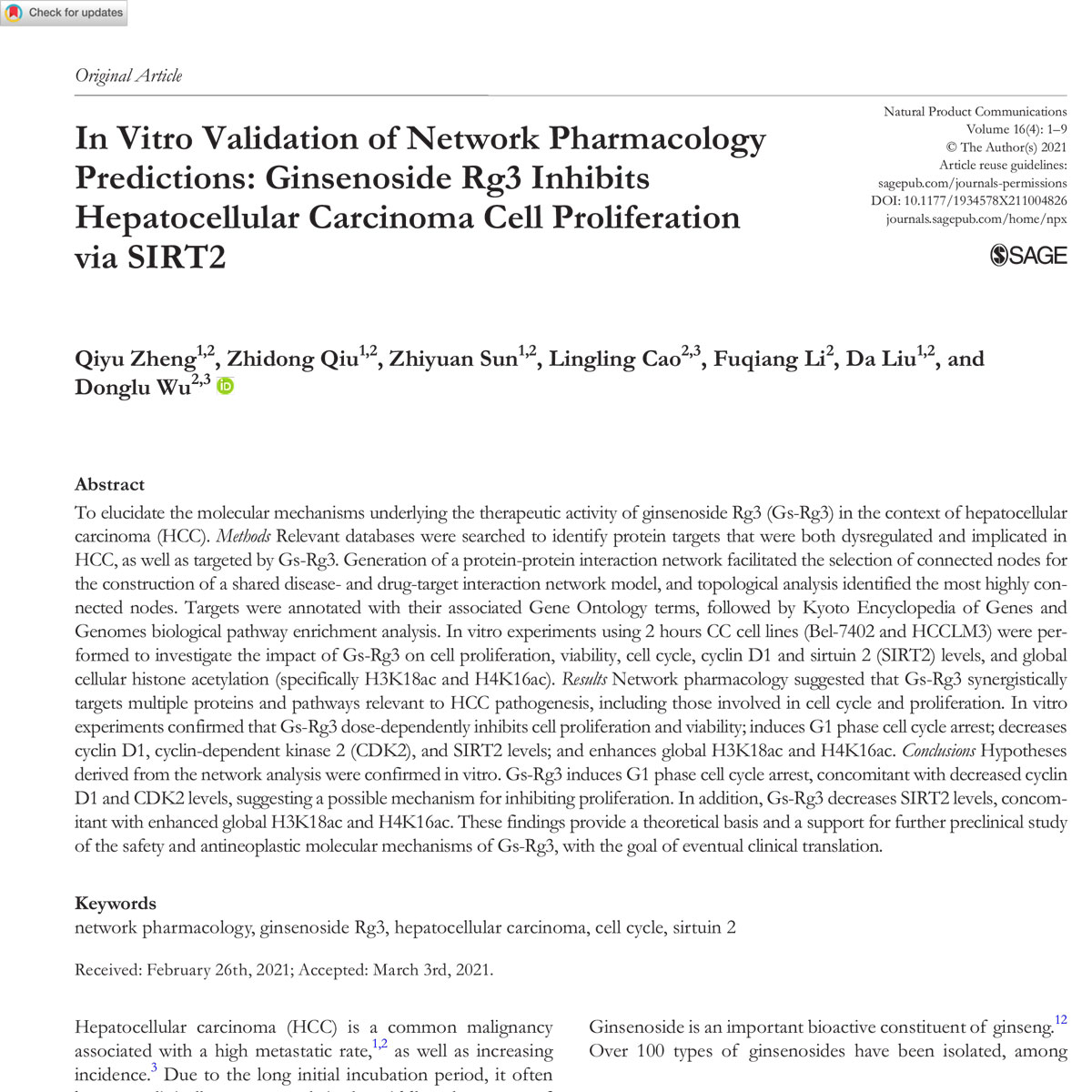 Ginsenoside Rg3 giúp tăng hiệu quả của xạ trị trong điều trị ung thư gan (HCC)