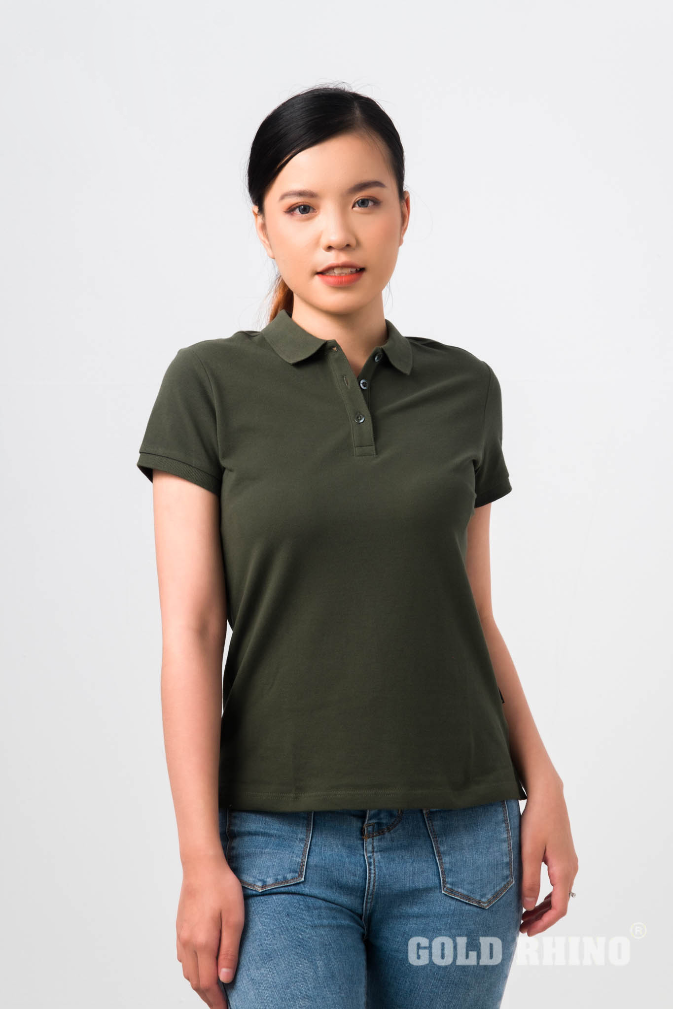 Áo Thun Nữ Polo Màu Thông Xanh